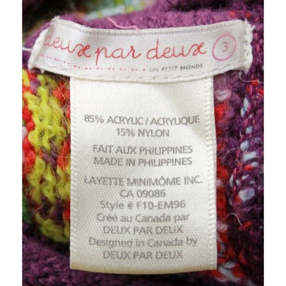 Deux Par Deux Toddler Girl Knit Sweater Dress Sz 3 Multicolor Nordic Stripes - Picture 6 of 7